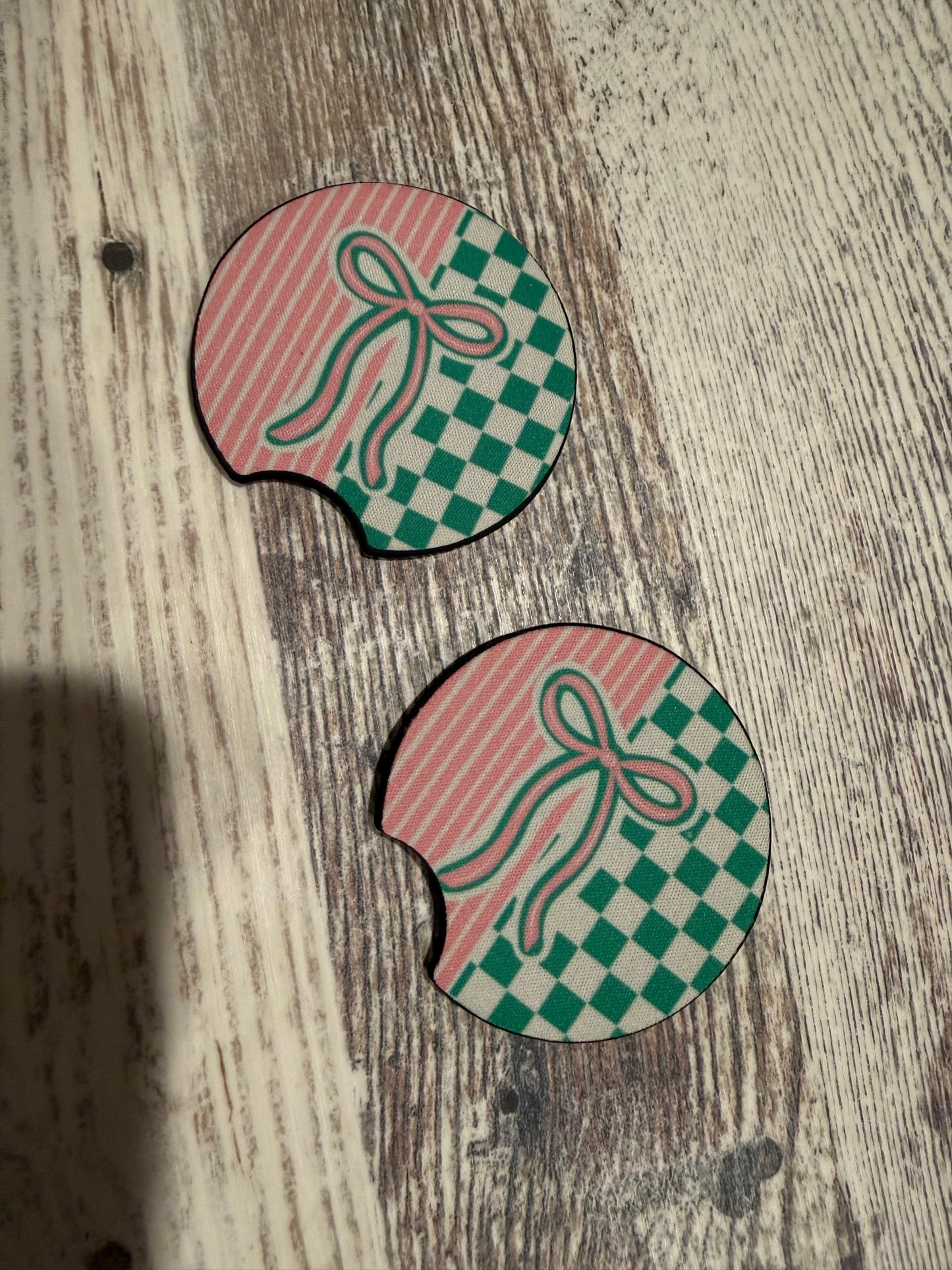 Pink green bow